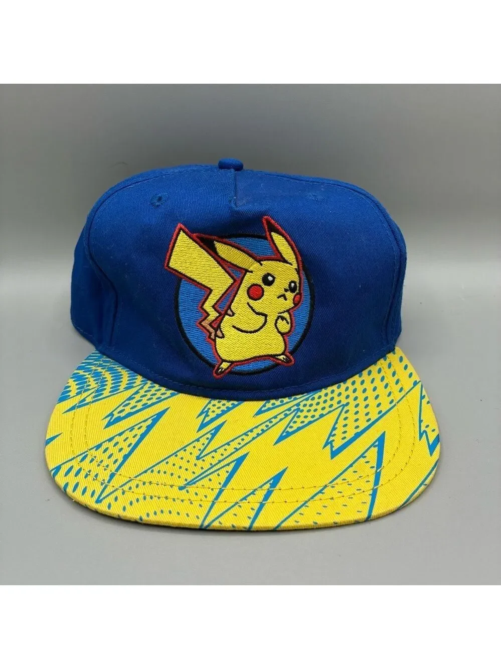 Pokemon 2016 Pikachu Snapback Youth OSFM Blue Yellow Embroidered Cap Hat